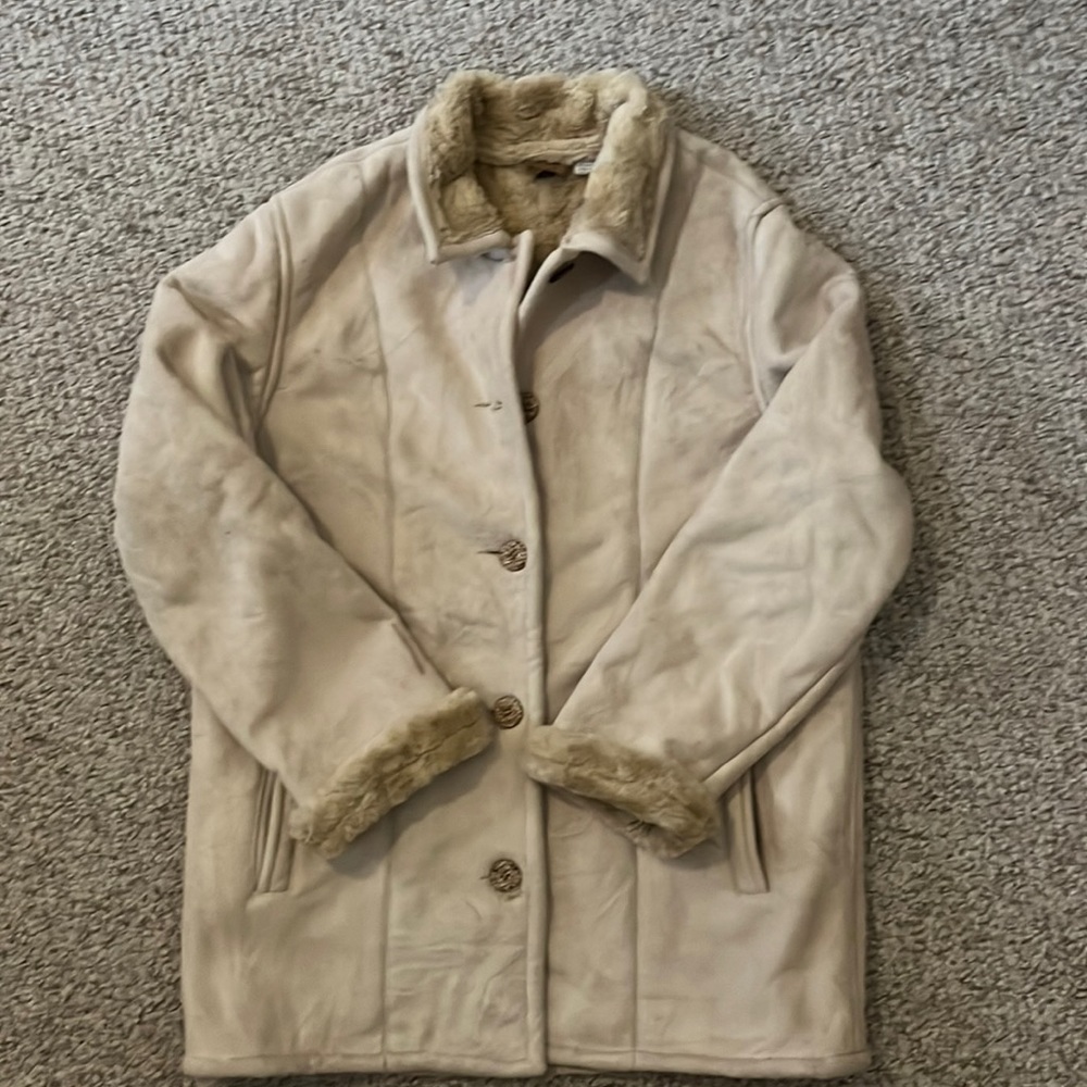 Faux Suede and Fur Lined Coat